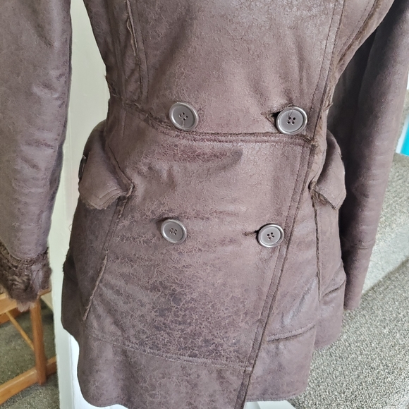 VINTAGE GADZOOKS~ RETRO BROWN FAUX FUR LINED JACKET! - Picture 10 of 16